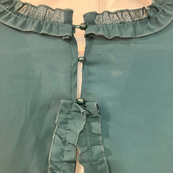 EUC Boho Teal long sleeve dress with back cutout size small - Picture 3 of 5